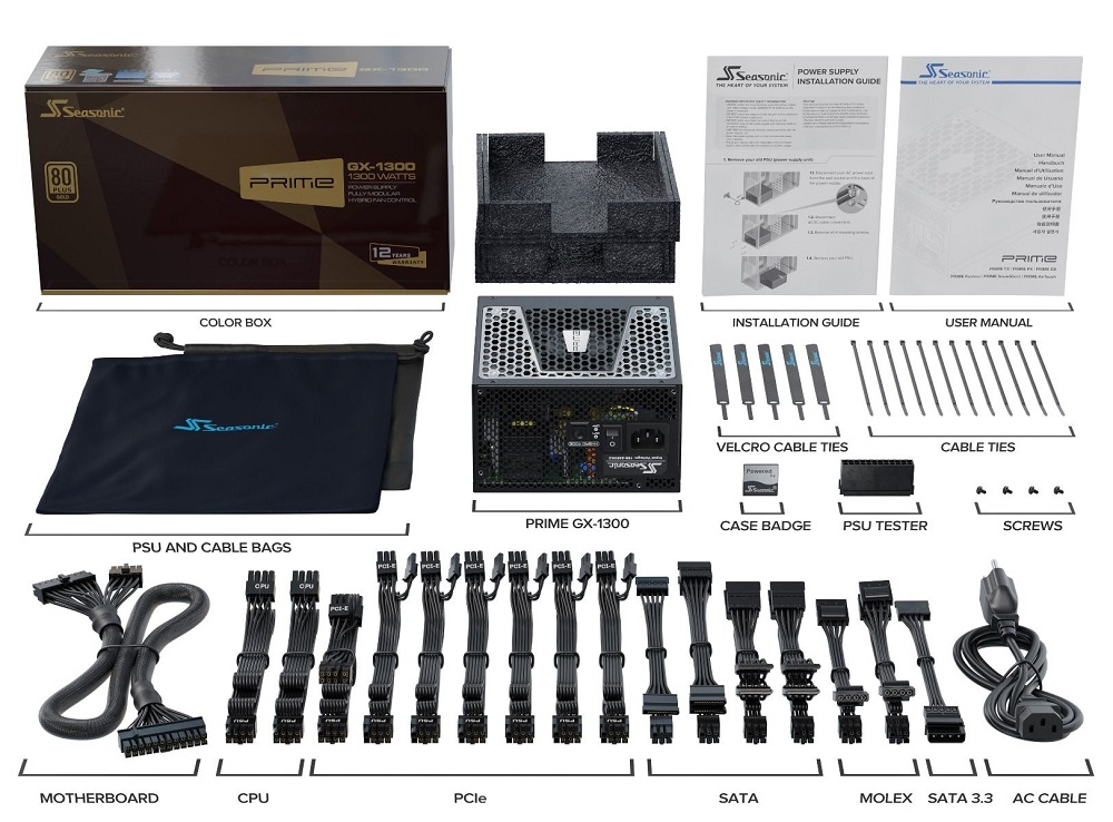 Alimentation SEASONIC PRIME GX-1300w 80+ Gold Modulaire