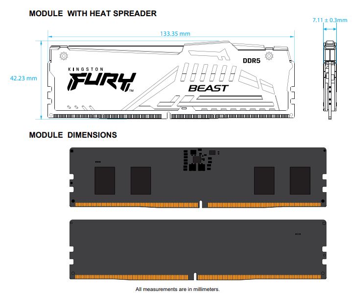 KINGSTON FURY 8GB DDR5-4800Mhz CL38 - RGB (1x8GB)
