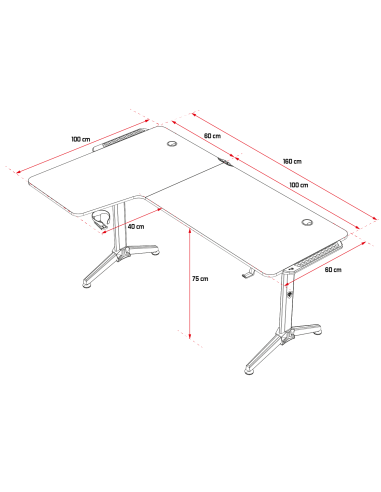 Bureau Spirit of Gamer HEADQUARTER 600 - angle gauche