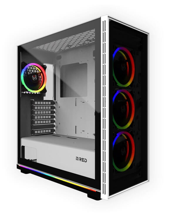 [MR-005M] Boitier M.RED White Destroyer Glass-G - Moyen tour - ATX