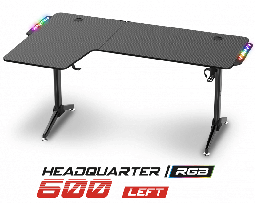 [SOG-DESK600L] Bureau Spirit of Gamer HEADQUARTER 600 - Angle Gauche - RGB